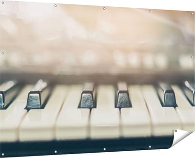 Gards Tuinposter Piano Toetsenbord - 180x120 cm - Tuindoek - Tuindecoratie - Wanddecoratie buiten - Tuinschilderij