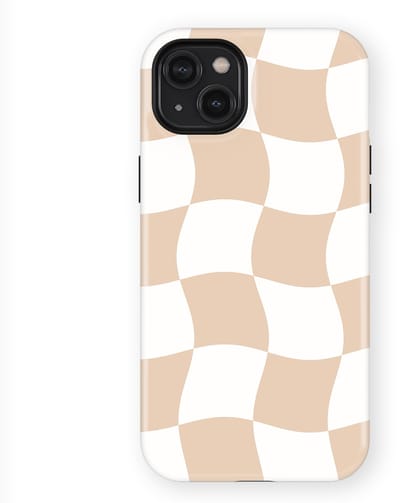 Checkered Warp Hoesje geschikt voor iPhone 14 Plus | Geschikt Voor Mag | Uniek Design Hoesje | Beschermhoes geschikt voor iPhone 14 Plus Linen Grid