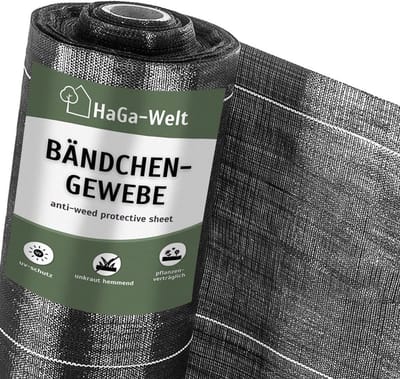 Onkruid folie - Wegedoek gronddoek - Tuin ondergrond - Waterdoorlatend uv-gestabiliseerd - 32 meter breed - Zwart met strepen