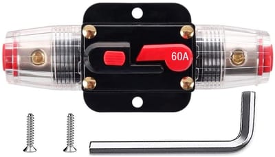 Dailygoody - Inline Circuit Breaker - 60A Reset Fuse - Voor Auto en Boot - 12V-24V DC Bescherming - Veiligheid - Stroomonderbreker - Geschikt voor RV ..