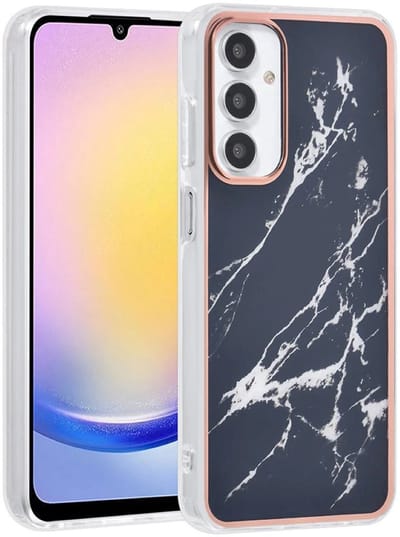 Multimedia & Accessoires Siliconen Marmer Harde Back Cover Case Hoesje geschikt voor Samsung Galaxy A36 5G – TPU – Harde Plastic – Zwart