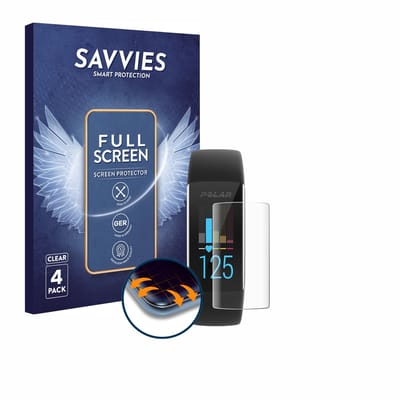Savvies - Screenprotector voor Polar A370 - Folie Beschermfolie transparant volledig dekking 4 Stuks