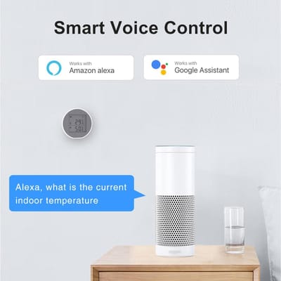 Tuya WiFi Temperatuur Vochtigheid Sensor Intelligente Hygrothermograaf Meter met Hoge en Lage Temperatuur Alarmfunctie wit