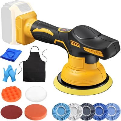 Accu Polijstmachine - Draadloze Polijstmachine - Auto Detailen - 8 Snelheden LCD - 150 mm - Geel