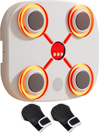 Boksmachine met Muziek - Fitness Apparaat - Thuis Training - Interactieve Lichtpatronen - 30 cm Breed - Zwart