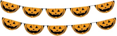 Funny Fashion - Set van 2x stuks Halloween pompoenen thema vlaggenlijn 5,5 meter