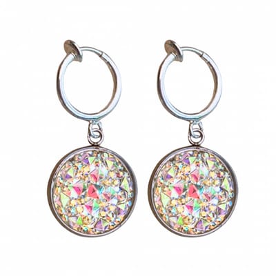 Klem oorbellen -big -Multi -rond -zilverkleur- geen gaatje- Charme Bijoux
