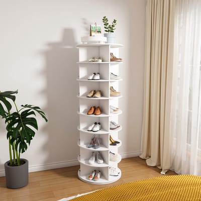 Sweiko Schoenrek - 8 planken - 360° draaibaar - Geschikt voor 32 paar schoenen - Wit