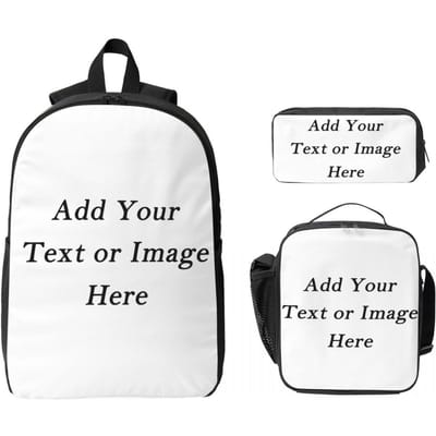 3-delige Gepersonaliseerde Rugzak Set voor Jongen Meisje Pennen Etuis Boekentas Sets met Lunchbox Voor School Leerlingen Daypack white