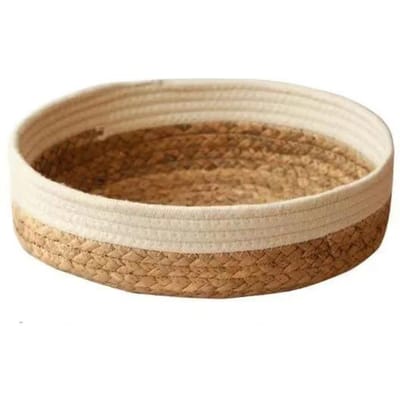 Opbergmand Gevlochten van Stro Fruitopbergmand Huis Badkamer Tafelblad Diverse Artikelen Snacks Speelgoed Opberg Organisatie Mand 28x6cm beige