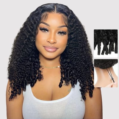 Dailygoods- Human Hair Wig 20 Inch - 9x6 HD Lace - Glueless - Burmese Krullend Haar - 200 Dichtheid - Ademend voor Zwart Vrouwen - Krullende Pruik