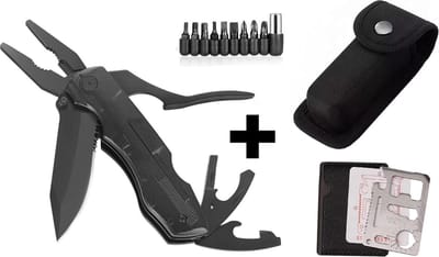 PLAY IT Zakmes Multitool 14 in 1 Incl. Draagetui + Multikaart