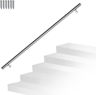 Roestvrij stalen leuning - Balkon trapleuning - Veiligheid verhogen - Geborstelde afwerking - 120 cm - Zilverkleurig