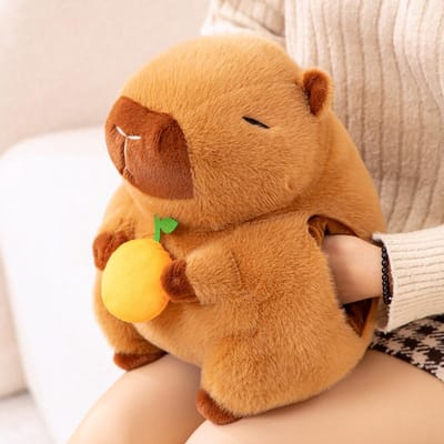 1 Stuks 33cm Leuke Capybara Pluche Rugzak Kawaii Dier Capybara Handwarmer Kussen Gevuld Zacht Voor Valentijnsdag Cadeau beige