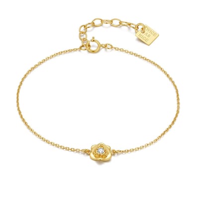 Twice As Nice Armband in zilver, bloem met zirkonia Goudkleurig 16cm+3cm