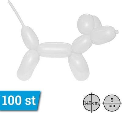 Standaard Modelleer Ballonnen wit per 100 stuks doorsnede 5cm