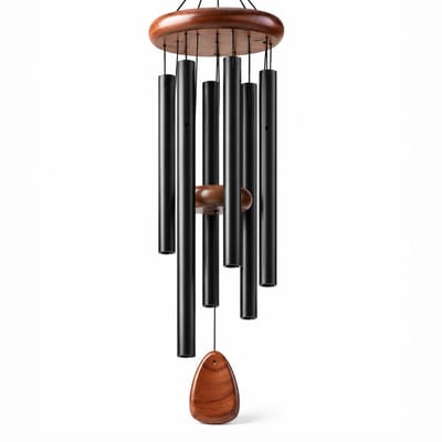 BOTC Windgong - Windvanger - 68cm - Tuin decoratie - Vijf Staafjes - Rond - Hout en Metaal
