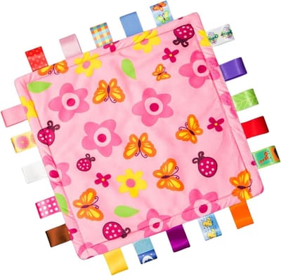 Veiligheidsdeken met labels, multifunctionele cartoon-comfortdeken, draagbare comfortabele handdoek met labels, vierkante veiligheidsdeken voor reizen, thuis