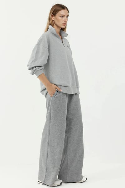 Geprinte Ritskraag Relaxed Fit Sweatshirt