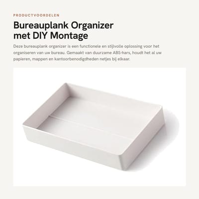 Dailygoods- Bureauplank Organizer Grote Capaciteit - Bureaumat Onderlegger - DIY Montage - Duurzaam ABS-Hars - Desktop Bestandsorganizer - Geschikt voor Papier en Mappen - Bureaumap