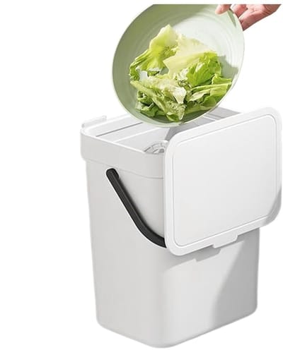 Wandmontage Afvalbak - Ruimtebesparend Afval - Keuken Badkamer - Dubbel Klapdeksel - 3 Liter Capaciteit - Wit