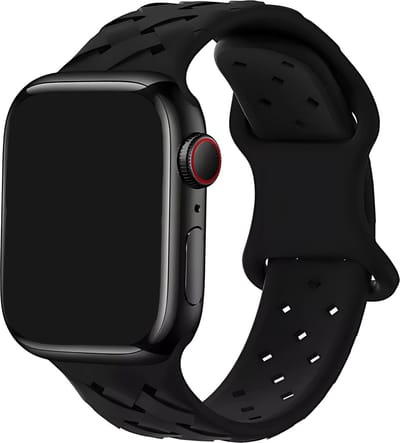 Innerlight® Wave - Zwart - 38mm/40mm/41mm - Siliconen Apple Watch bandje geschikt voor Apple Watch - Geschikt als Apple Watch bandje voor Series 1/2/3/4/5/6/7/8/9/10 42mm/11 42mm/SE