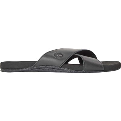Timberland Leren slippers met gekruiste bandjes voor heren – Seaton Bay (Jet Zwart)