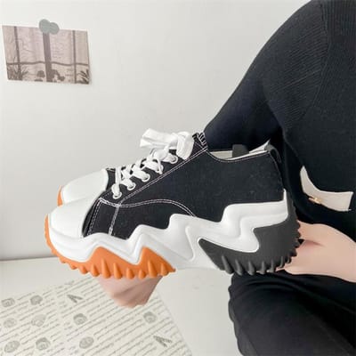 Herfst Damesschoenen Nieuwe Ademende Canvas Schoenen Mode Outdoor Sport Casual Schoenen 42 Grote Maat Platform Schoenen Voor Dames 42 white