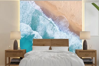 Behang - Fotobehang Water - Zee - Strand - Zomer - Breedte 240 cm x hoogte 240 cm