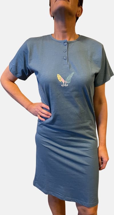 Cocodream Quality - Dames donker blauw nachthemd - Maat S - Vrouwen - MARINE -