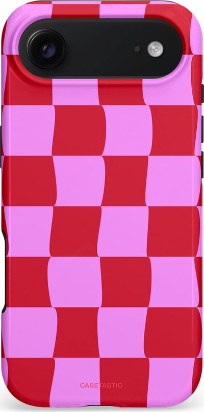 Casetastic hoesje geschikt voor Apple iPhone Air - MagSafe - Dubbellaagse bescherming - Dansend Ruitje - Fashion Case - Rood Lavendel Roze