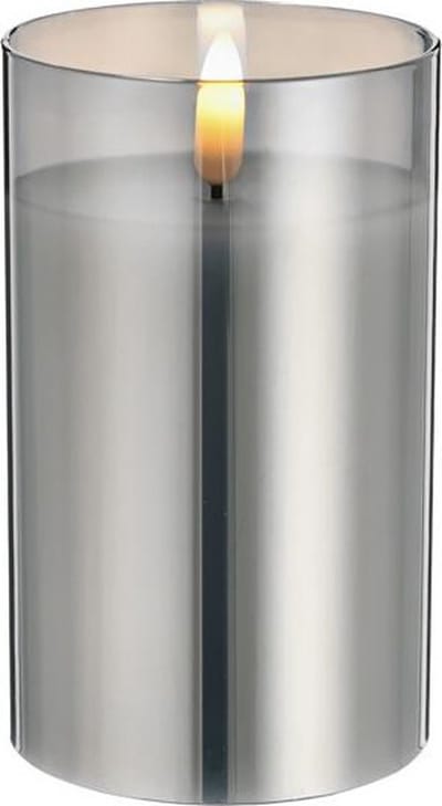 Cepewa Kaars - LED - met timer - grijs - glas - 7 x 12 cm - met timer - Woondecoratie - Elektrische kaarsen