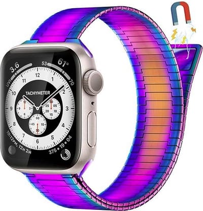 By Qubix - Geschikt voor Apple Watch bandje - Magnetische stalen band - Zeer sterke magneet - Multicolor - Geschikt voor Apple Watch 38mm / 40mm / 41mm / 42mm - stalen bandje