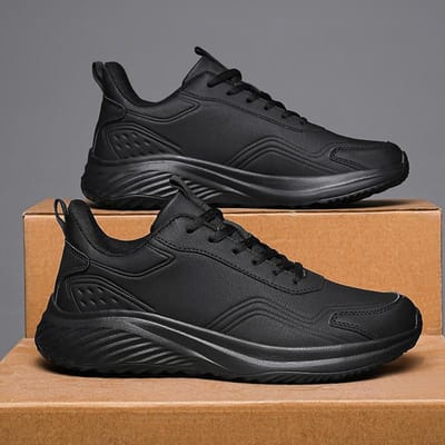 Heren Casual Sneakers Outdoor Leer Hardloopschoenen Ademend Wandelschoenen Heren Mode Klimschoenen Britse Stijl 41 black