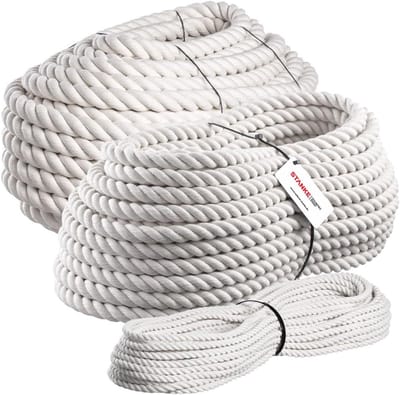 Katoenen Touw - Natuurlijk Koord - Decoratie en Bevestiging - Handgedraaid en Flexibel - 30 Meter 30mm - Beige