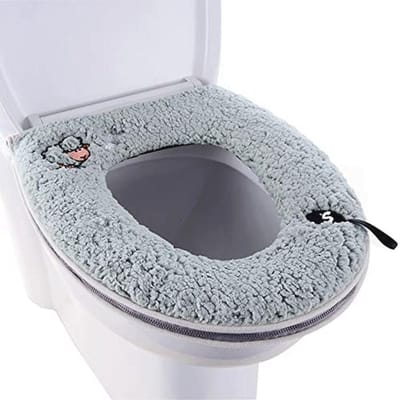 Warme pluche wasbare dikke toiletstoelhoes met handvat en rits