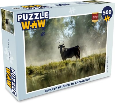 Puzzel Zwarte stieren in Camargue - Legpuzzel - Puzzel 500 stukjes