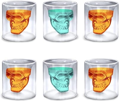 Set van 6 Kristallen Skulled Shotglazen, Perfect voor Whisky, Vodka, Absint, Koffie en Bier (25ml)