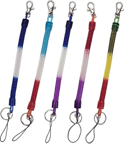 Fako Bijoux - Uittrekbare Sleutelhanger Spiraal - Uittrekbaar - Verend - 24cm - Regenboog - 1 Stuk