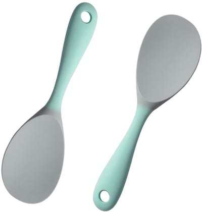 Dailygoods- Rijstlepel 2 Stuks - Siliconen - Anti-aanbaklaag - Ergonomisch Ontwerp - Ophanggat - Hoge Temperatuurbestendigheid - Keukenlepel