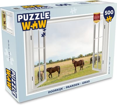 Puzzel Doorkijk - Paarden - Gras - Legpuzzel - Puzzel 500 stukjes