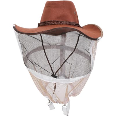 Cowboy Bruin Rood 360 graden Veilige Bescherming Anti Bijensteek Muggenbeten Bijenhouder Beschermende Hoed brown