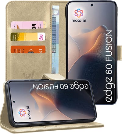 Hoesje geschikt voor Motorola Moto Edge 60 / Edge 60 Fusion - Portemonnee Book Case Goud