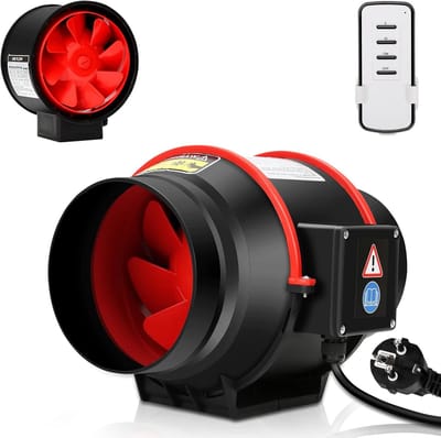 Stille Ventilator 100mm met Afstandsbediening - Krachtige Afzuiging voor Badkamer en Kweekruimte (310 m³/uur)