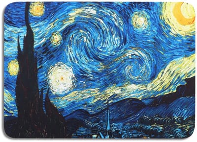 Gaming muismat klein met motief Van Gogh 28 x 20 cm muismat met meisjesdesign veelkleurig