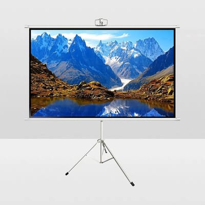 Projectiescherm met standaard - Mobiel scherm - Thuisbioscoop maken - Draagbaar en opvouwbaar - 60 inch - Wit