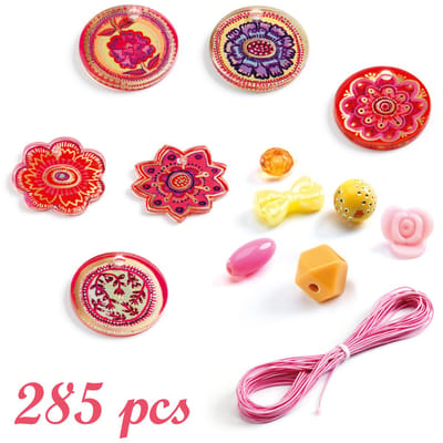 Djeco [6-10 jaar ] Fleur - 285 acryl-kralen en 6 "Flower"- hangers om mooie sieraden te maken