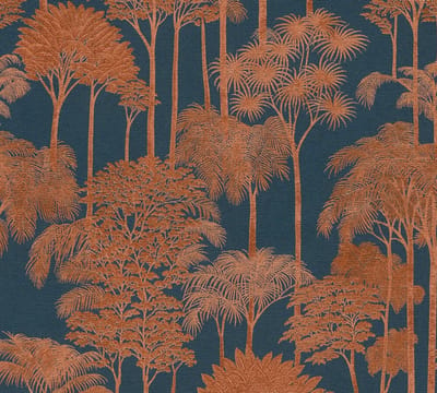 PALMBOMEN BEHANG | Botanisch - Blauw Bruin - A.S. Création Cuba II