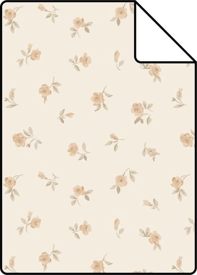Proefstaal ESTAhome behang vintage bloemetjes zand beige - 26.5 x 21 cm - 139833-S