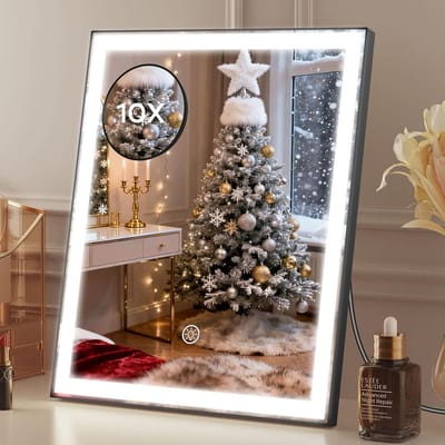 Dimbare Makeup Spiegel met Verlichting en 10x Vergroting - Moderne Cosmetische Spiegel met Touch Bediening